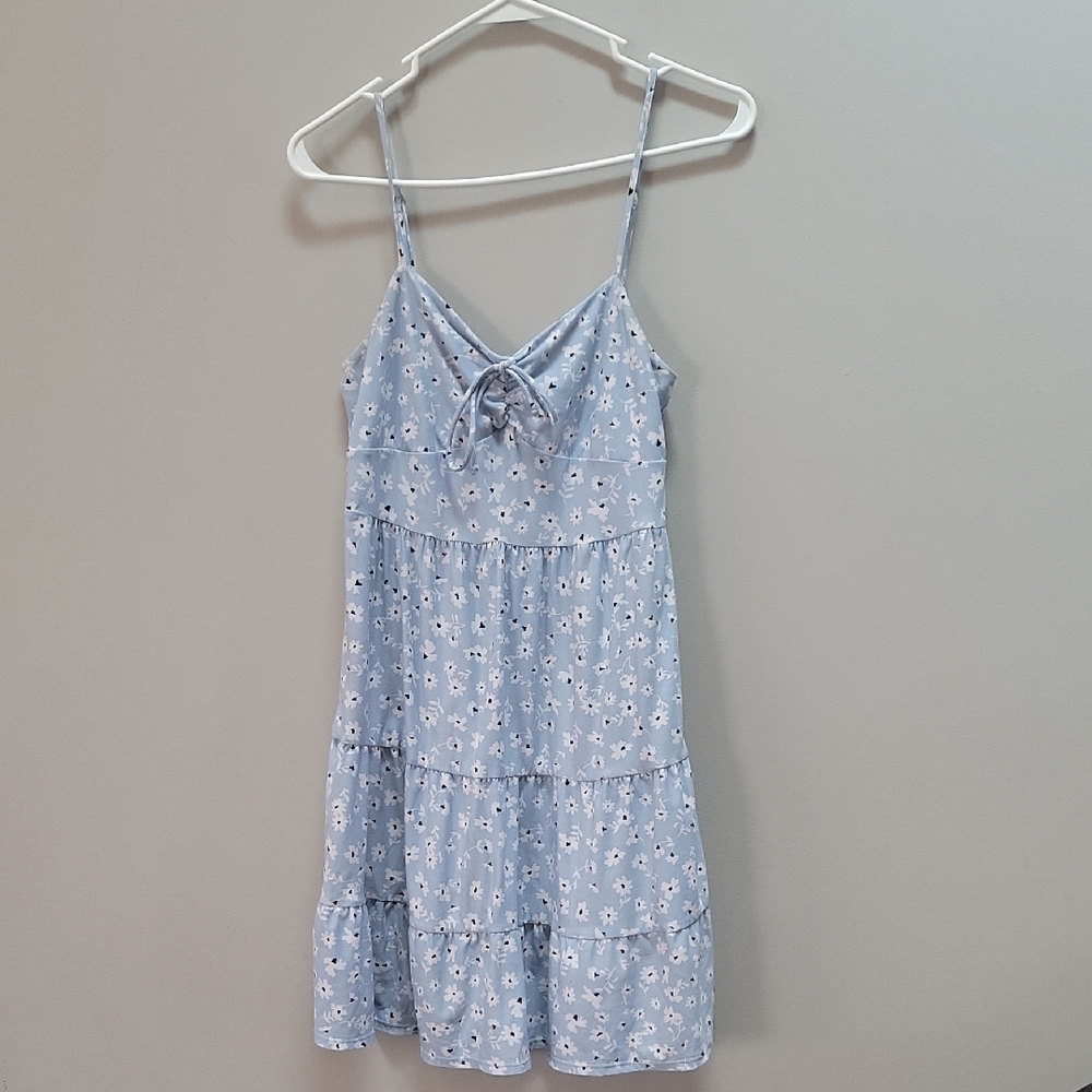 No Boundaries Light Blue Floral Tiered Sundress